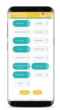 Screenshot Smartphone: Auswahl Charaktereigenschaften