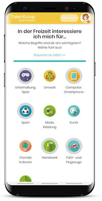 Screenshot Smartphone: Auswahl Interessen Freizeit