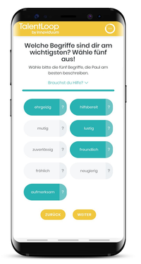 Screenshot Smartphone: Auswahl Charaktereigenschaften