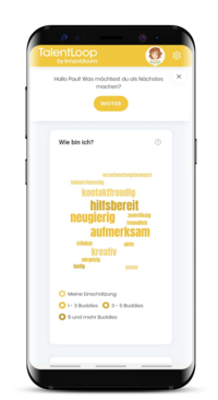 Screenshot Smartphone: Charaktereigenschaften als Wortwolke