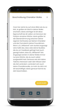 Screenshot Smartphone: Beschreibung Charakter Wolke