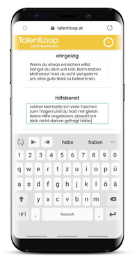 Screenshot Smartphone: Beschreibung von Charaktereigenschaften