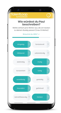 Screenshot Smartphone: Auswahl Beschreibung Mitschüler