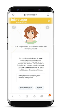 Screenshot Smartphone: Link für Stärken Feedback