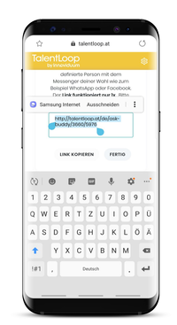 Screenshot Smartphone: Link kopieren