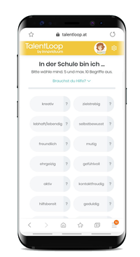 Screenshot Smartphone: Auswahl Charaktereigenschaften in Schule